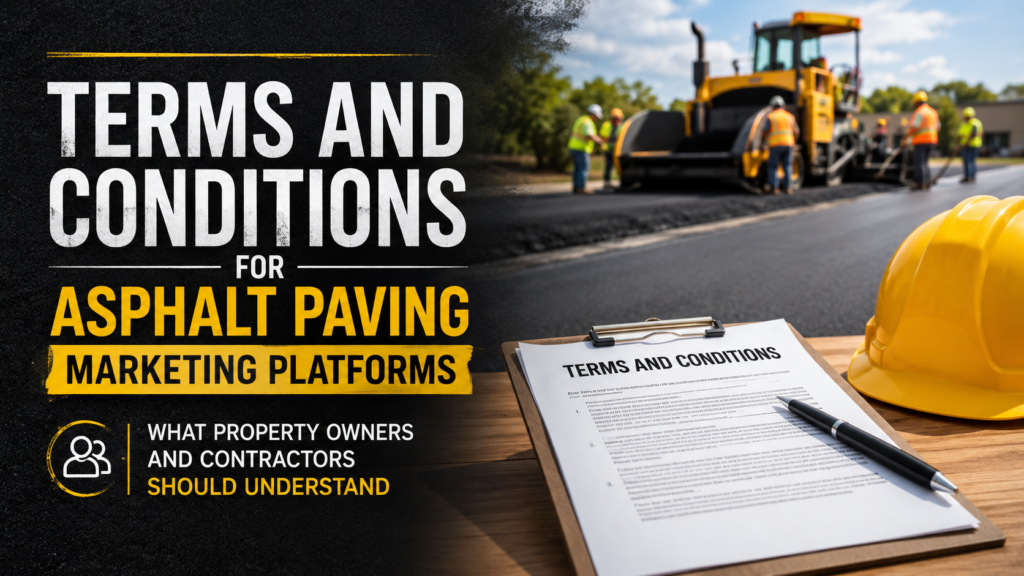 Terms and Conditions for Asphalt Paving Marketing Platforms: What Property Owners and Contractors Should Understand